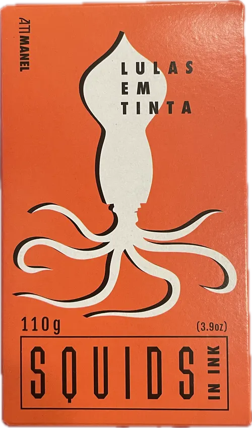 Squids in ink tin